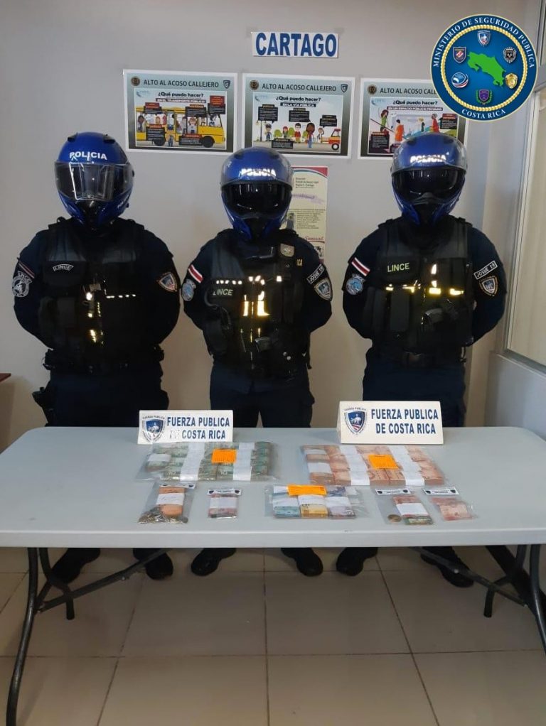 FUERZA PÚBLICA DECOMISÓ MÁS DE 30 MILLONES DE COLONES EN CARTAGO