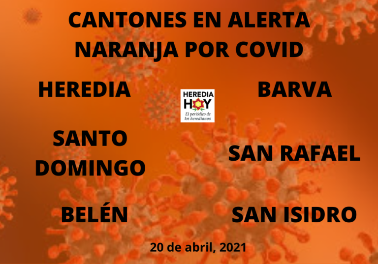 HEREDIA CON SEIS CANTONES EN ALERTA NARANJA