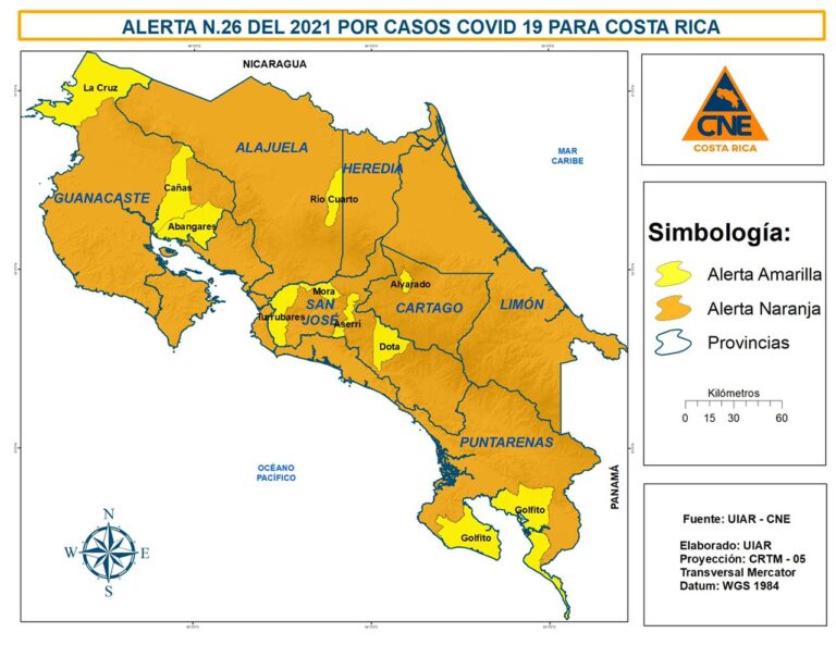 72 CANTONES EN ALERTA NARANJA POR ALTO RIESGO DE CONTAGIO DE COVID-19
