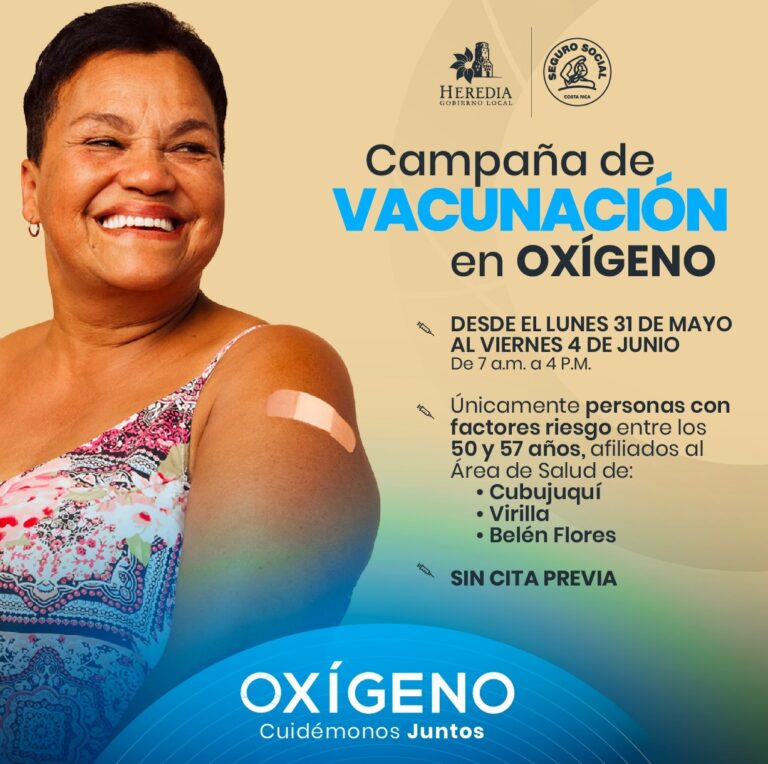ESTA SEMANA SIGUE VACUNACIÓN DE HEREDIANOS EN OXÍGENO