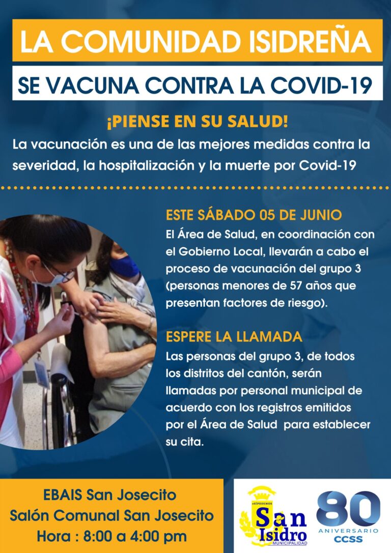 SAN ISIDRO EMPEZARÁ EN JUNIO VACUNACIÓN DE MENORES DE 57 AÑOS