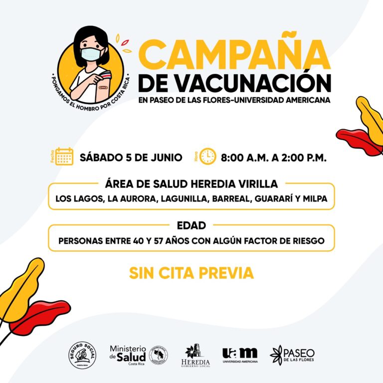 RECUERDEN: SÁBADO VACUNACIÓN CONTRA COVID EN PASEO DE LAS FLORES