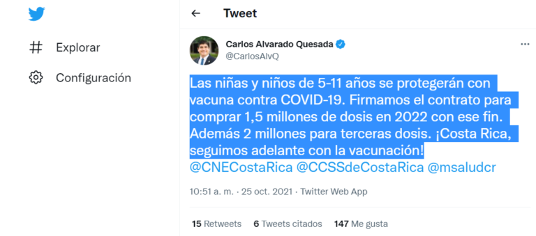 COSTA RICA COMPRA VACUNAS COVID PARA NIÑOS