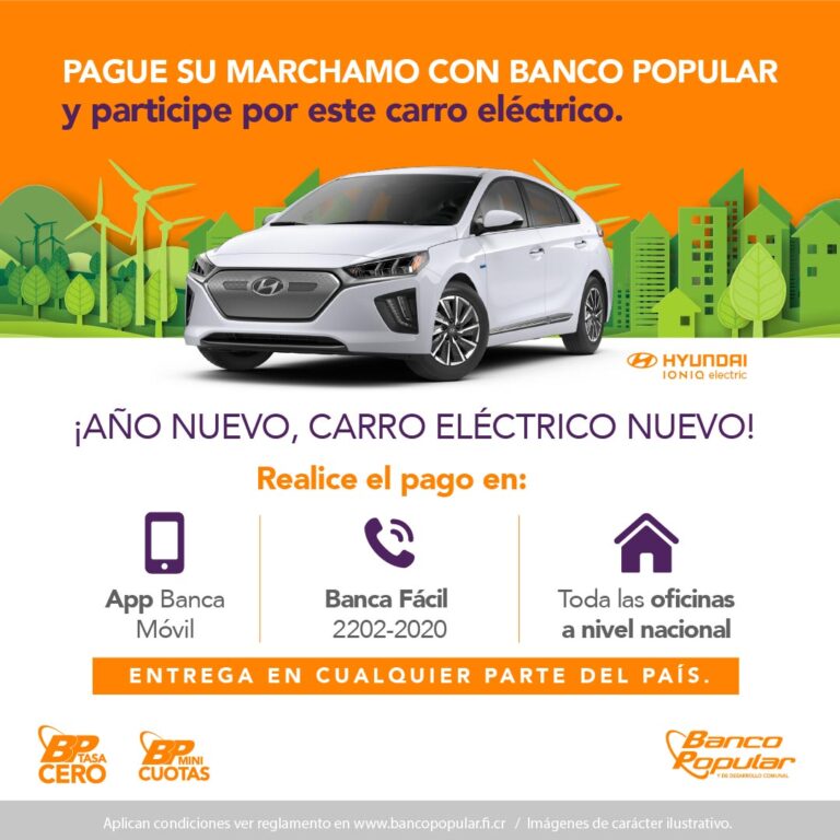 BANCO POPULAR SORTEA VEHÍCULO ELÉCTRICO ÚLTIMO MODELO