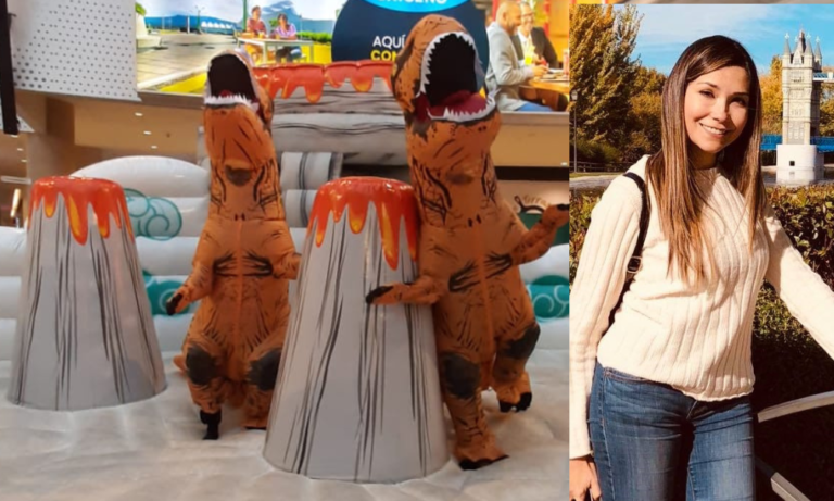 ¿SE IMAGINA A GINNES RODRÍGUEZ CORRIENDO CON UN TRAJE DE DINOSARIO?