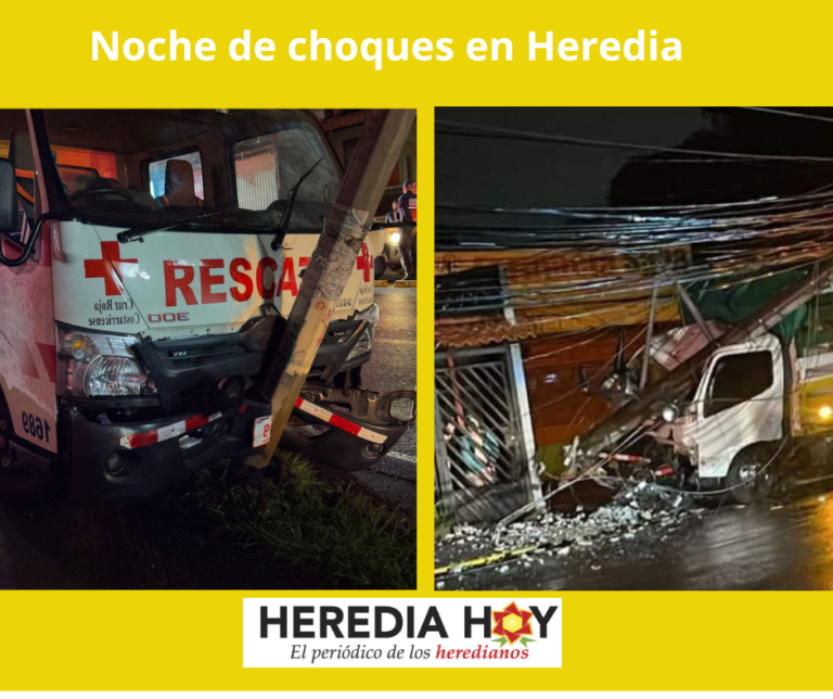 DOS COLISIONES ANOCHE CONTRA POSTES EN HEREDIA