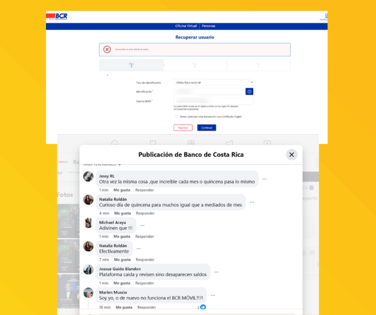 ¡PLATAFORMA DEL BCR FUERA DE SERVICIO!
